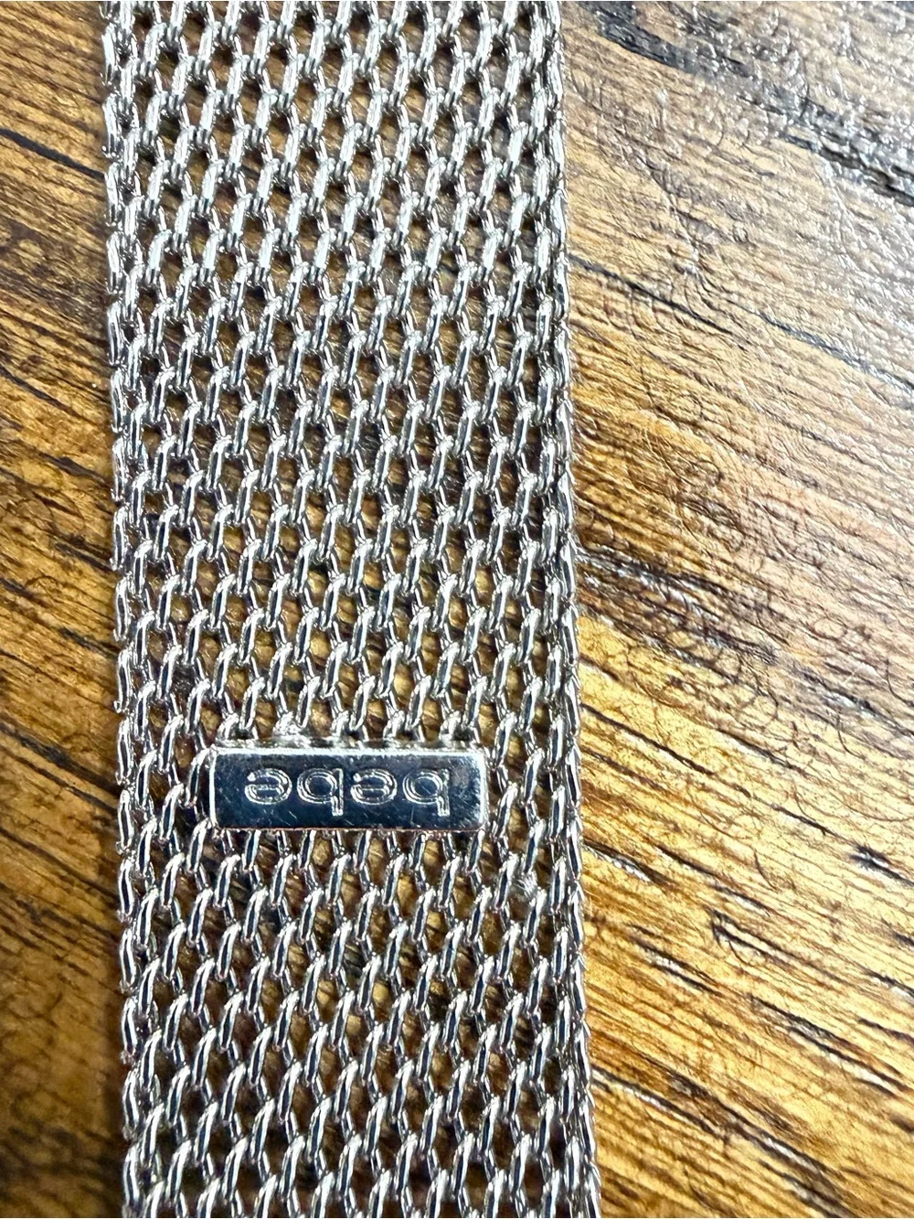 bebe Metallic Mesh Belt in silver
